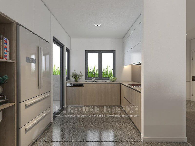 Mẫu tủ bếp hiện đại phủ Melamine mang đến không gian sang trọng Tủ bếp đẹp, sang trọng và đẳng cấp