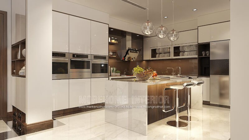 Mẫu tủ bếp Acrylic phủ bóng gương đang là một trong những sản phẩm được ưa chuộng nhất hiện nay trên thị trường Việt Tủ bếp đẹp, sang trọng và đẳng cấp
