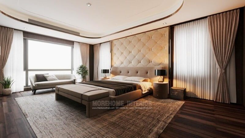 Mẫu thiết kế nội thất phòng ngủ tinh tế và sang trọng để trang trí biệt thự tại Vinhomes Imperia Hải Phòng.